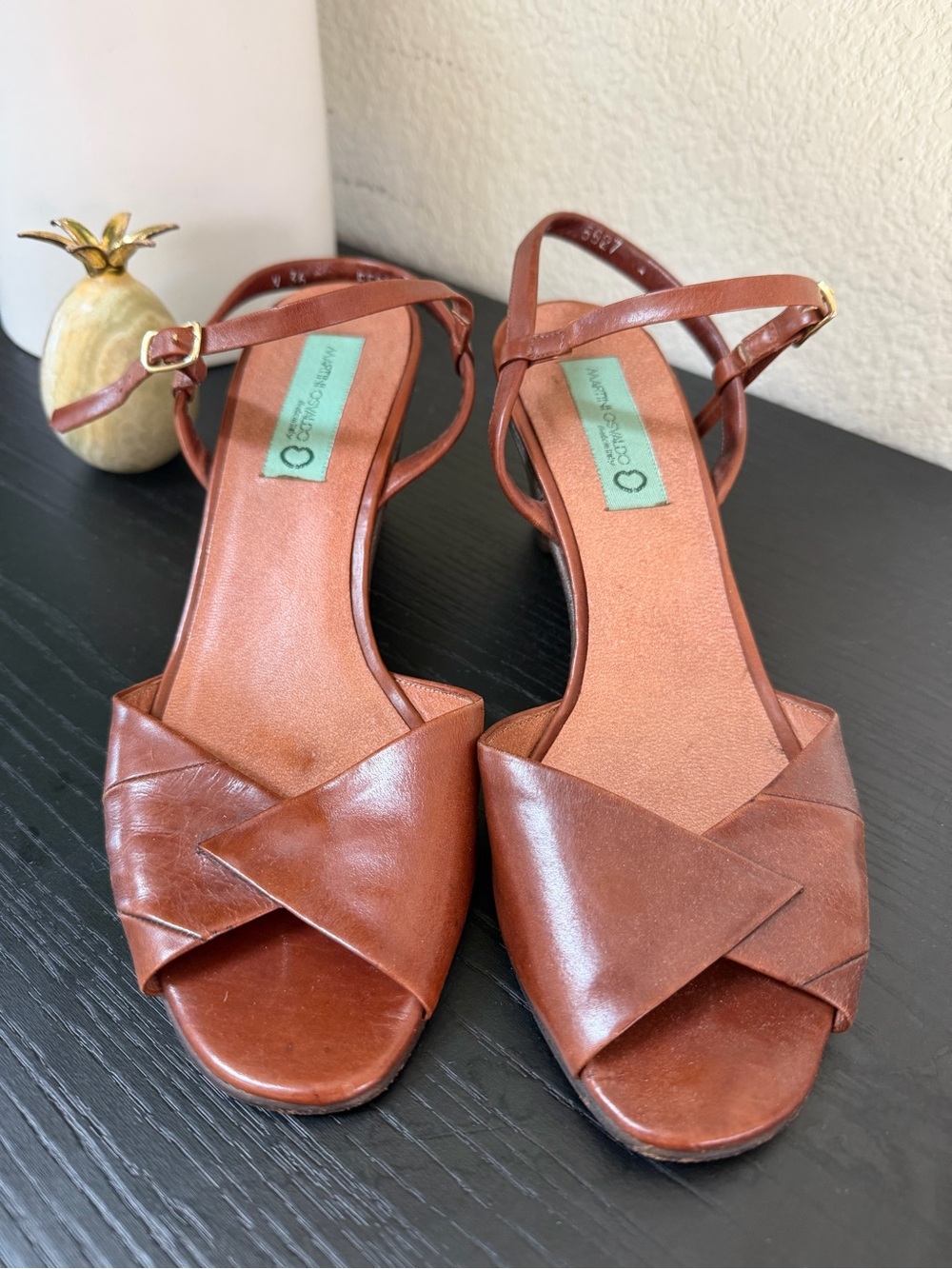 Martini Osvaldo Brown Leather Peep Toe- Women's size 6
